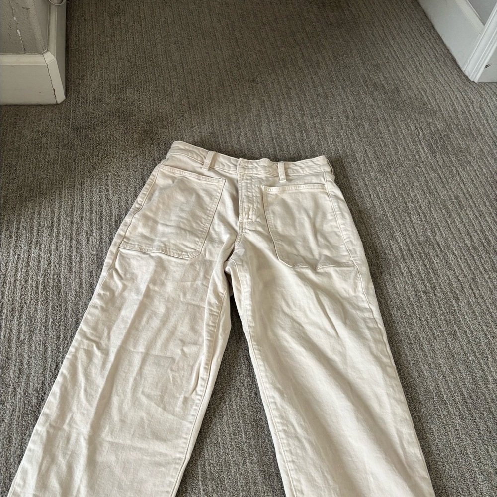 Old Navy Cream Wide-Leg Jeans High-Waisted OG Loose - Picture 3 of 9